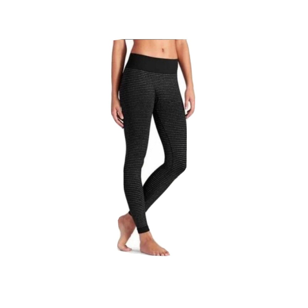 Pure Barre Medium Black Striped Compression Athletic Leggings New (No Tags).